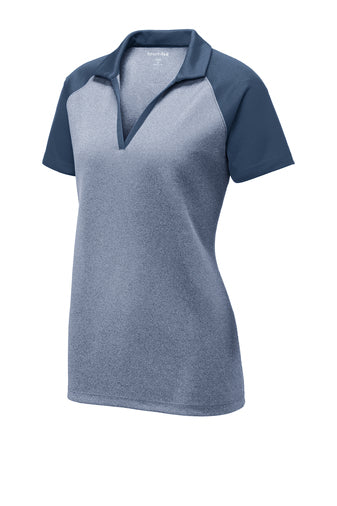 Sport-Tek Ladies PosiCharge RacerMesh Raglan Heather Block Polo